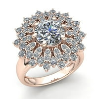 Originalna 1.5CT okrugla reza Dijamantne dame Vintage Cvjetni godišnjica Angažman prsten od punog 18k