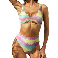 Gotyou kupaći kostim ženski ispis podstavljeni push up bikini šuplje od kupaćih komisija za plažu žuto