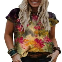 Avamo ženske vrećice cvjetne ispis bluza V izrez Havajska majica kratki rukav za odmor Tee