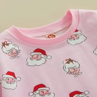 Bagilaanoe Toddler Baby Girgin Božić Roman Duks dugi rukav Bodysuit Santa Claus Ispis Pulover Kids Casual