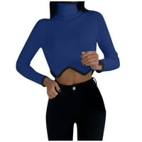 Hwmodou ženska dukserica s kapuljačom pune boje s dugim rukavima kratki pletenje TOP CASEX puloveri