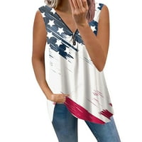 Američki vrhovi zastava za žene Ležerne prilike Elegantne majice od tiskanih patentnih zatvarača 4.