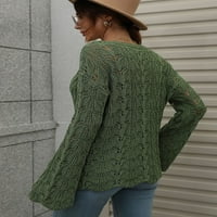 Ženski zvoni za kukičanje ruhook boho šupljina pulover džemper zeleni xs
