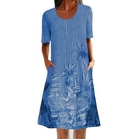 TAWOP modne žene Ljeto casual okruglica Friralni ispis s kratkim rukavima haljine za haljine sa haljinama