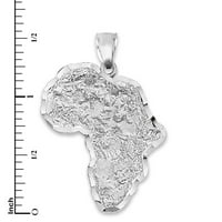 Privjesak za kontinent srebrne srebrne Afrike za lanac, veliki nakit Afrika za njega