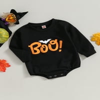 Baby Boy Girl Halloween Duks Halloween Roman Letter Bat Print Dugi rukav Bodysuit Novorođena novorođenčad