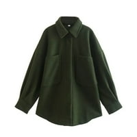 Ženski kaputi Trendy Big Pocket majica jesen Novi Korejski temperament u sredini, tanka jakna
