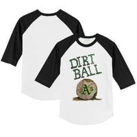 Mladića Tiny Turpap Bijela crna Oakland Atletika Dirt Ball 3 4-rukava majica Raglan