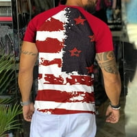 Muška proljetna ljetna casual sportovi blokiranje neovisnosti američki zastava Raglan rukavi pulover