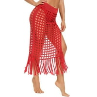 Ljetne haljine za žene Ženska ljetna perspektiva šuplje Split čvrsta boja pletena suknja od ribljive