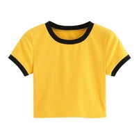 Ljetne bluze za žene odraslih vrhovi čvrsti patchwork o-vrat majica kratkih rukava bluza TOP Basic Tees