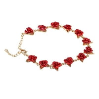 DENGMORE narukvice Romantična narukvica od ruže zlatne boje s crvenim emajlom ružičastog nakita