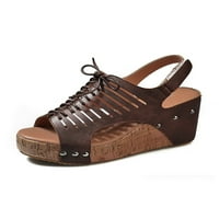 Fangasis dame udobne čipke up platforme cipele za odmor Vintage Buckle Sandal Lagana casual otvorena