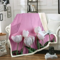 Ljubičasta tulip cvijeće bacajte pokrivač ultra meko topli cijelu sezonu Dekorativni flanel ćebad za