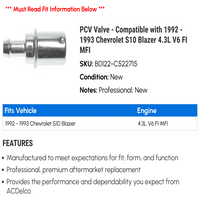 Ventil - kompatibilan sa - Chevy S Blazer 4.3L V fi MFI