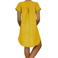 Dasayo posteljine haljine za žene Žene kratki rukav V-izrez Ležerne prilike za vruće odmorice Mini Shift