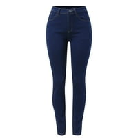 GUBOTARE Plus size Jeans elastični struk Ženske klasične kapri traperice sa džepovima Skinny Traperice