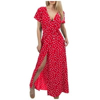 Haljine za žene Ljetne casual haljina polka točkice V-izrez kratki rukav fit & flare haljina srednje