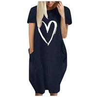 LHKED Ljeto Love Love Dress Haljina s kratkim rukavima V-izrez
