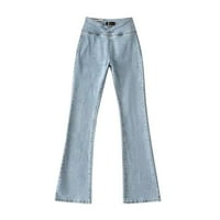 Wozhidaoke hlače za žene visoke elastične hlače s visokim strukom Slim Fit Jeans flare hlače traperice