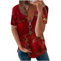 Strungten Trendy Ljetne košulje Ženske modne Ležerne prilike, Ležerna majica Kratki rukav patentni zatvarače