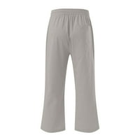 Traperice za žene Capri pantalone za žene pamučne linije hlače Ležerne prilike elastične struke labave
