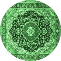 Ahgly Company u zatvorenom okrugli medaljon smaragdno zelene tradicionalne prostirke, 6 'okruglica