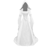 Mnycxen ženska modna srednjovjekovna haljina s kapuljačom s dugim rukavima
