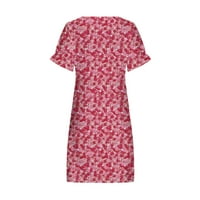 PBNBP Boho ljetna haljina za žene cvjetni tisak u boji blok pjesnički rukav V izrez za vrat sadrže visok
