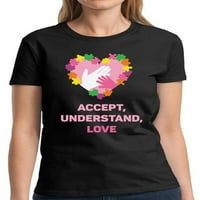 Majica za autizam za žene prihvaća razumijevanje Love Autism Foody Pokloni Grafički tee