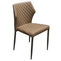 Benzara Diamond Tufted kožna stolica sa metalnim nogama, bijela, set četverobojne: C kafe smeđe