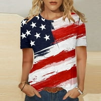 Ženske košulje 4. srpnja Majica Žene Američke majice zastava Kratki rukav Dan neovisnosti Vintage Ters