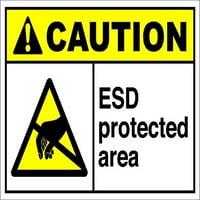 Prometni znakovi - Oprez - ESD zaštićeno područje aluminijumski znak Ulično odobreno Znak 0. Debljina