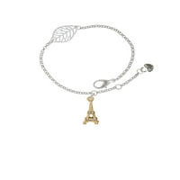 Delight nakit Goldtone Crystal Eiffelov toranj - Silvertone list osjetljiva narukvica, 6.25 + 1,75