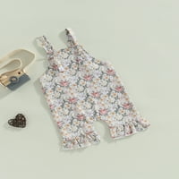 Seyurigaoka Baby Girls Ukupne kratke hlače Slatki cvijet Print Frills Ljetni kombinezon za casual svakodnevno