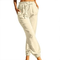 wofedyo hlače za žene elastične struke čvrste udobne pamučne pantalone sa džepovima Duksevi žene