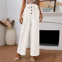 Bijelo novo proljeće i ljetni ženski modni čvrsti boja labavi ugradbene pantalone za široke noge pantalone