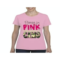 Ženska majica kratki rukav - prilično u ružičastoj opasnoj u Camou