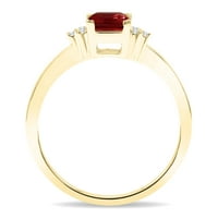 Ženski kvadratni oblikovani granični i dijamantni polumjesečni prsten u 10k žutom zlatu