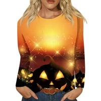 Navedeni ženski modni casual okrugli vrat dugih rukava za Halloween tiskanu majicu