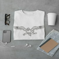 Skica gavrana s majicama raširenog krila muškarci -Image by shutterstock, muški xx-veliki