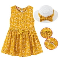 Haljina za dijete, djevojke haljine hat pamučne princeze haljine za bebe ljetni cvjetni set bez rukava