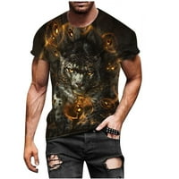 Muške majice Muškarci tiskane boje kratkog rukava modna kardigana Ležerne majica Crni XXL