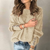 Ženski pulover Dukseteri Modni ženski luk ovratnik čvrsti gumbi rukav pleteni duks topli vrh