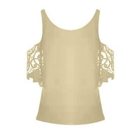 Ženski ljetni vrhovi, ženski ljetni casual patent up modni ispisani od ramena s majica na srednjem rukavu