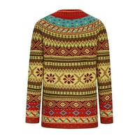 Ženski džemper sa dugim rukavima sa dugim rukavima od labavi fit tisak pletiva zimski casual pulover