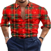 Capreze Muška božićna bluza rever na vrhu majica s dugim rukavima Košulje Redovna fit tunika košulja