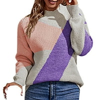 Tosmy džemperi za žene Ženske ležerne komforane u komfornom polovinom blok pletena džemper za boju za