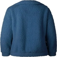 Singreal ženski kaput fleece jakna sherpa Fuzzy Fau Shearling rever patentni zatvarač casual zimsko