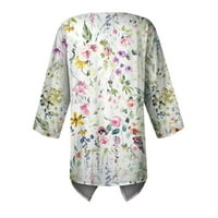 Zkozptok Ženski vrhovi rukav cvjetni print labavi FIT Crewneck Ljeto Ležerne prilike nepravilne bluze,